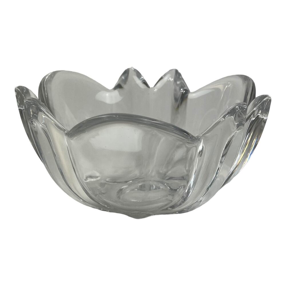 Vintage Lily Shaped Bowl Signed Orrefors C. 1970 Heavy